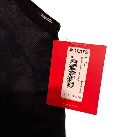 NWT Spanx  Look at Me Now Seamless Crop Top in Size 1X Black Camo - Picture 7 of 7